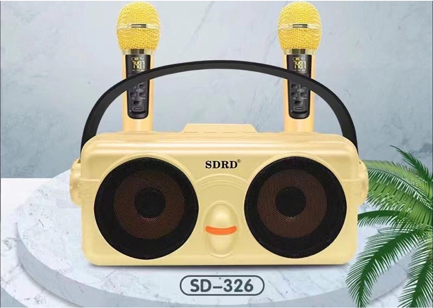 Loa karaoke bluetooth SDRD SD-326 - Kèm 2 micro không dây có màn hình LCD -  Công suất 20W - Sạc pin cho micro ngay trên loa - Chỉnh EQ, Echo, Vol trên micro - Đầy đủ kết nối Bluetooth, AUX, USB, TF card - Loa xách tay du lịch cực chất - Hàng nhập khẩu