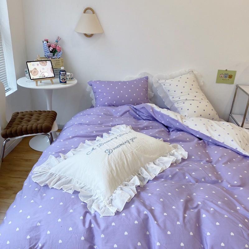 Set Cotton bèo 100%cotton Hàng Nhập Khẩu Cao Cấp 4 Món Tim Vàng Có Thể Sử Dụng Cả 2 Mặt Để Đổi Mới Không Gian Phòng