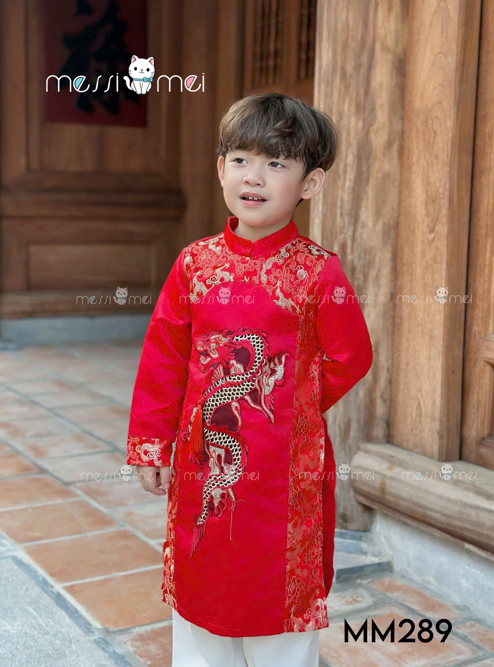 Bộ áo dài cho bé trai mẫu Hoàng Long diện lễ tết noel giáng sinh năm mới từ 8-40kg hàng thiết kế cao cấp