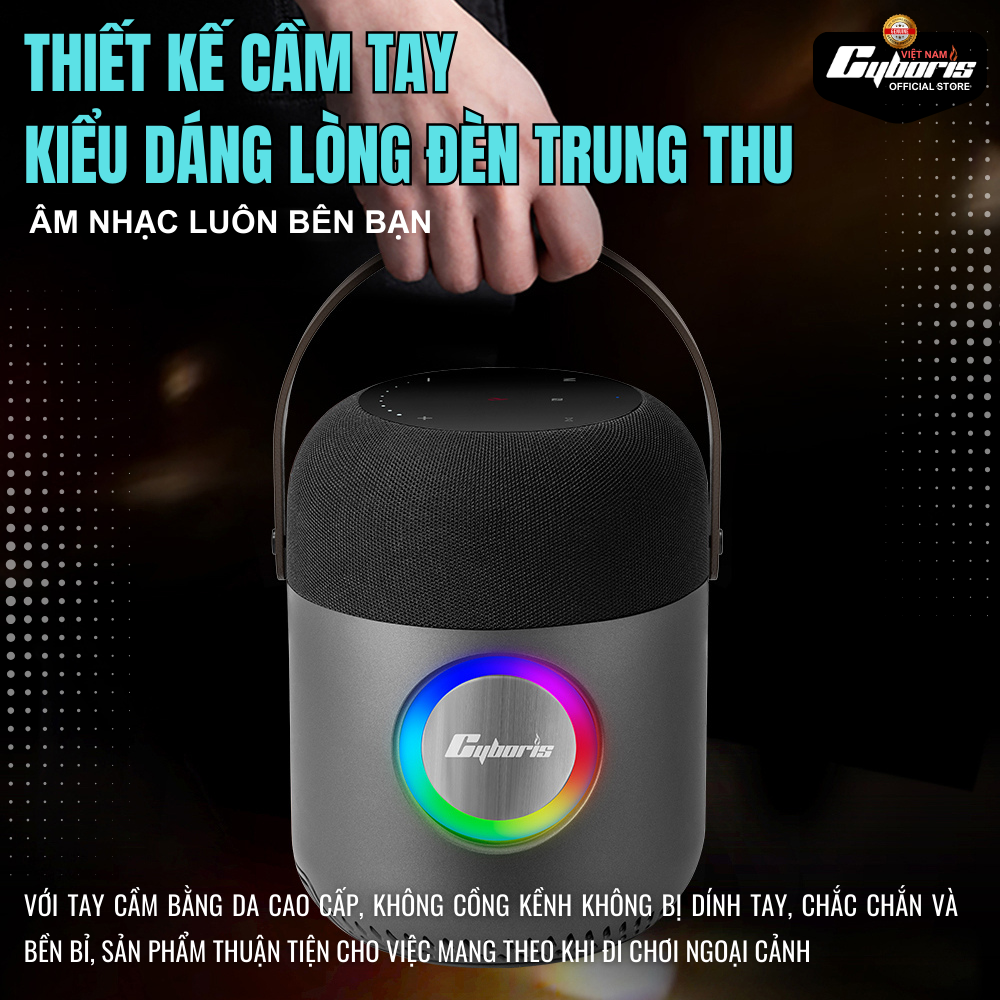 Loa Bluetooth Cyboris X9, Loa siêu Bass, Công suất 100W, Chống nước IPX6, Pin 10400mAh. Hàng Chính Hãng.