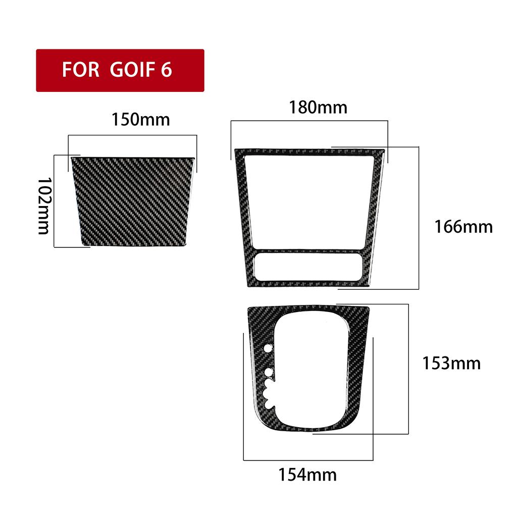 3Pcs/Set Car Shift Gear Trim Sticker Carbon Fiber for Golf 6
