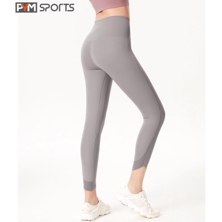 Quần legging dài 9 tấc tập Yoga - Gym PYMSPORT - PYML030, pha lưới ở gấu, nâng mông, lưng cạp cao