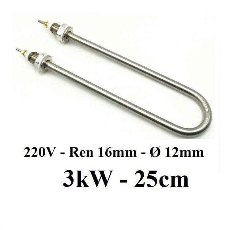 3kW - 220V - U ĐƠN ĐIỆN TRỞ ĐUN NƯỚC, NẤU CHÁO,THANH NHIỆT NỒI PHỞ