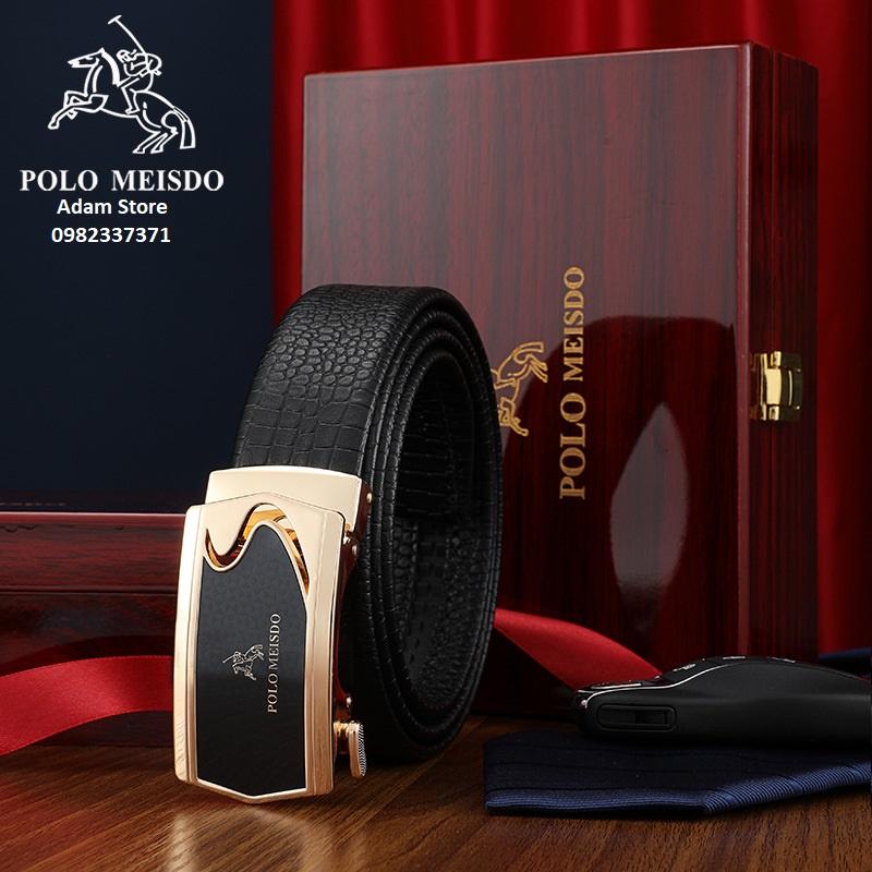 Thắt Lưng Nam Dây Nịt Nam Da Bò Cao Cấp Hàng Hiệu POLO MEISDO Khóa Tự Động BH 24 Tháng