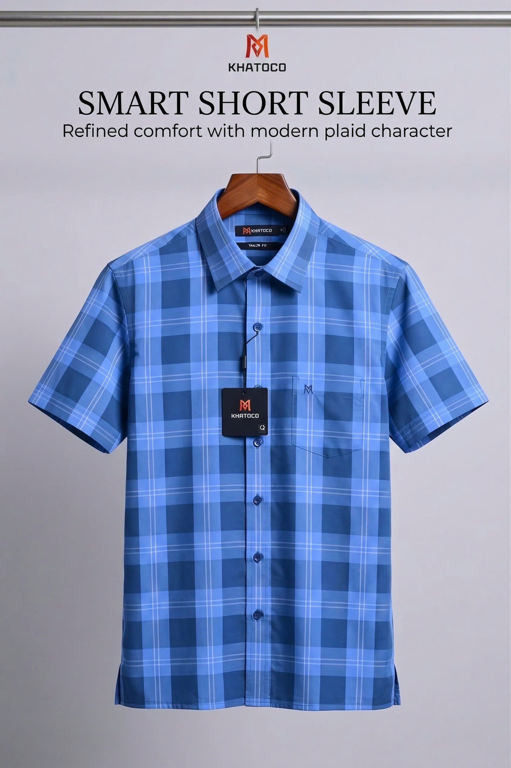 Áo sơ mi tay ngắn Khatoco Sale 20% 350K(Giá tem 438k)(S,2XL)