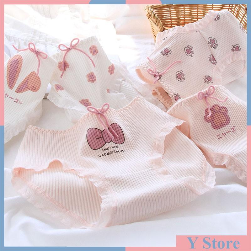 Quần Lót Nữ Cotton Siêu Co Dãn Chân Cún Nơ Hồng