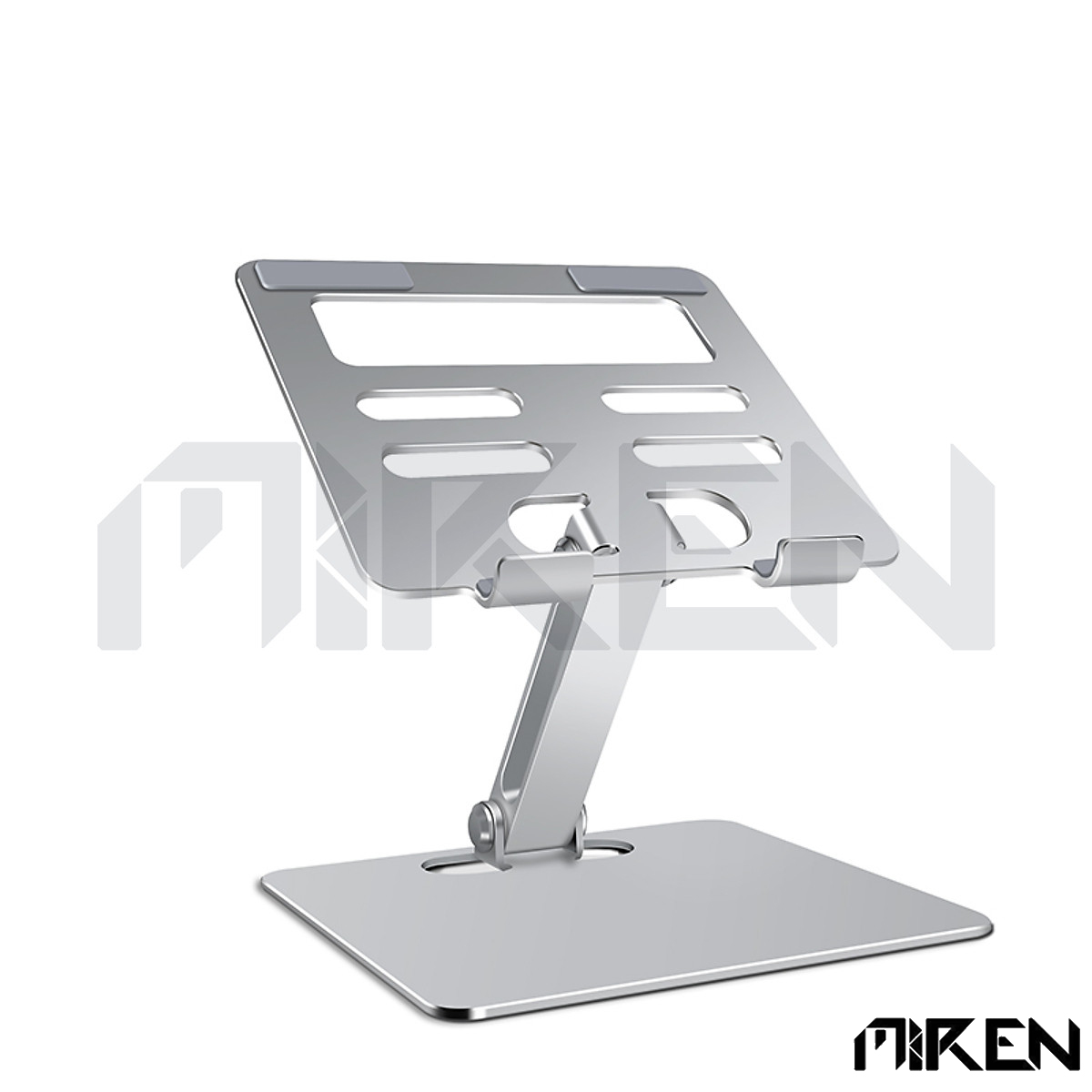 Giá Đỡ dành cho Ipad - Máy Tính Bảng - Điện Thoại Hợp Kim Nhôm Nguyên Khối - 2 Trục Điều Chỉnh Góc Độ Tùy Thích - Khe Rãnh Mặt Tựa Giúp Gia Tăng Tản Nhiệt - Miren Hàng Chính Hãng
