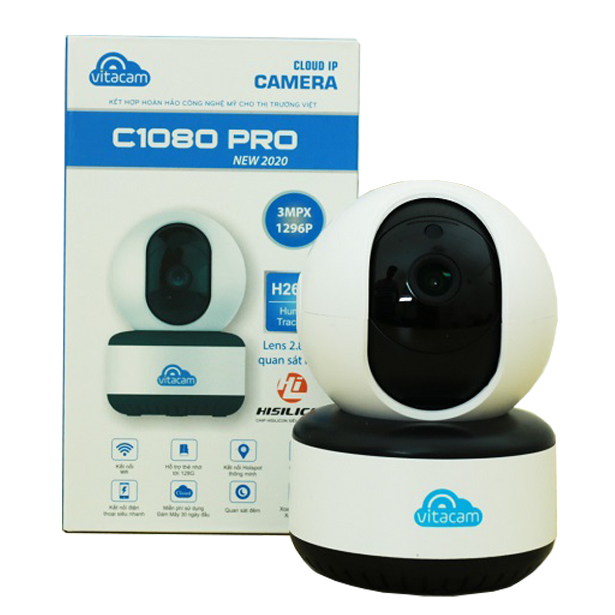 Camera  IP Wifi Thông Minh Vitacam C1080 Pro 3.0Mpx Công Nghệ Ai - Xoay 360 Độ - Hàng Chính Hãng