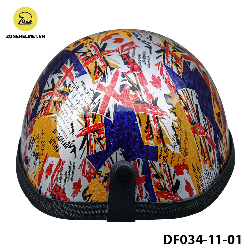 Mũ bảo hiểm nửa đầu Zone - Thiết kế họa tiết sắc nét  Z02 ( Mã DF034-46-01 )