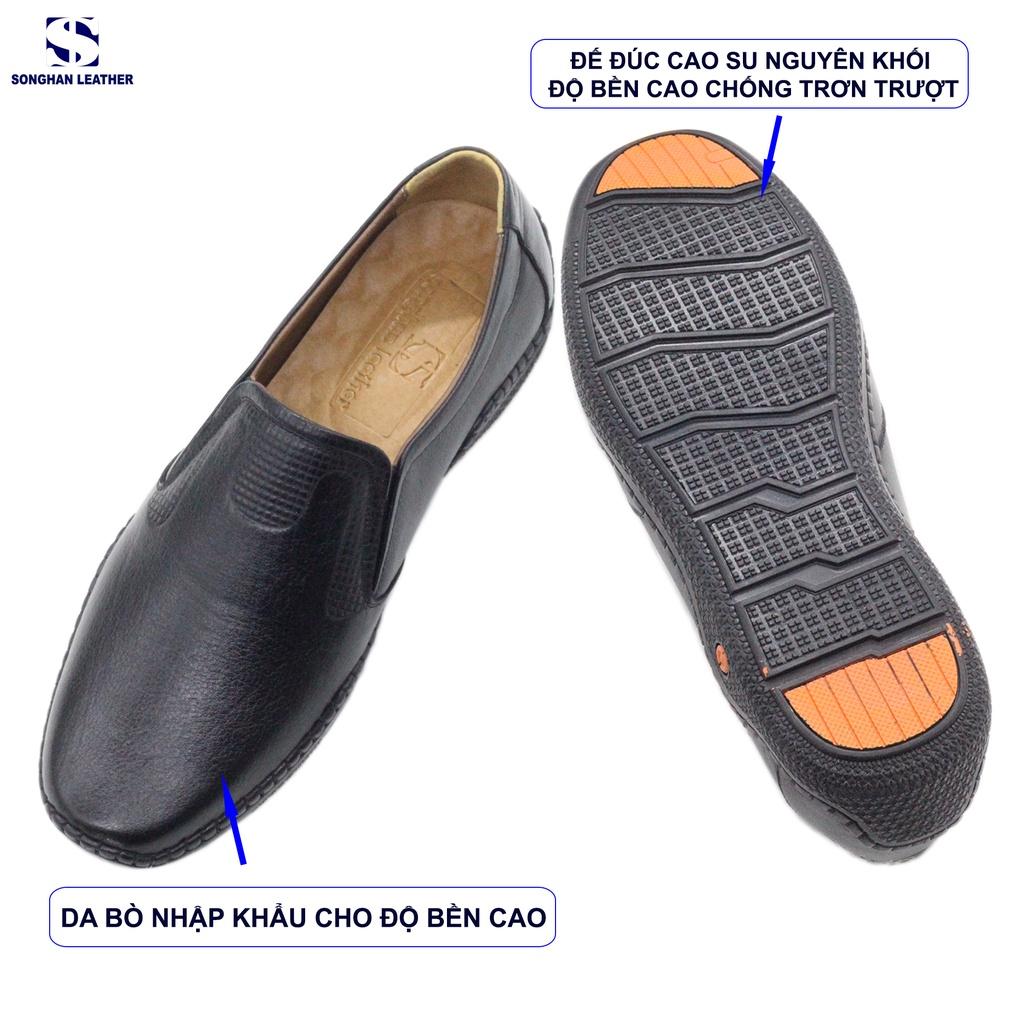Giày Lười Bệt Nam Da Bò Vân Voi Cao Cấp Songhan Leather SM02. Giày Da Khâu Tay Thủ Công.Bảo Hành 12 Tháng