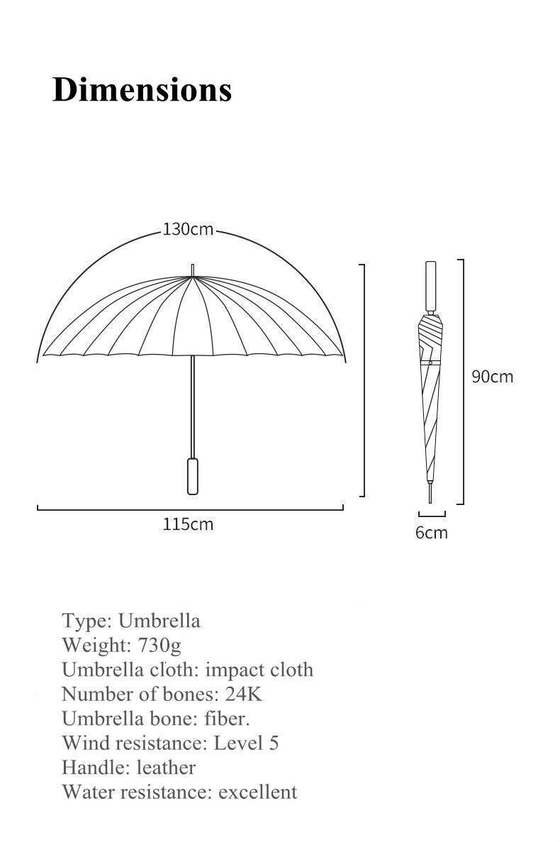 Ô dù đi mưa sân Golf Bussiness 24k Bone Umbrella Large Oversized Windproof FILLE CLAIR
