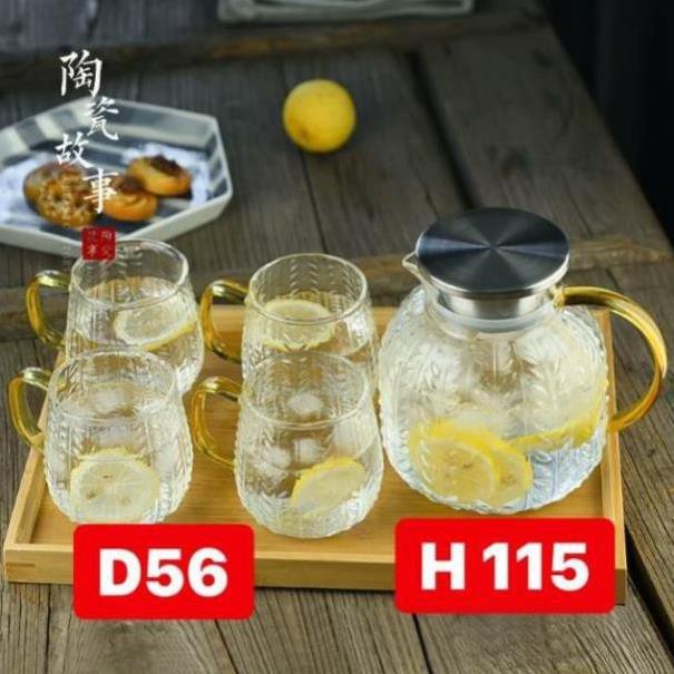 Bình đựng nước quai vàng, Bình đựng nước thủy tinh chịu nhiệt H115