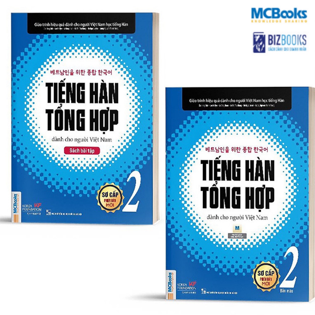 Combo Tiếng Hàn tổng hợp dành cho người Việt Nam sơ cấp 2 ( Sách giáo trình +  sách bài tập) bản 1 màu 