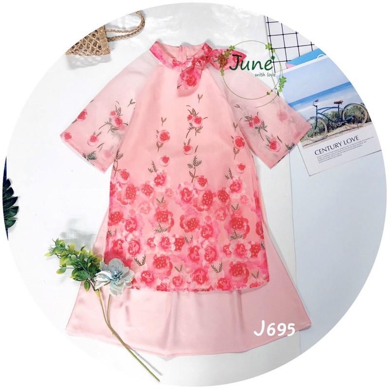 Áo Dài Hồng Cách Điệu Bé Gái