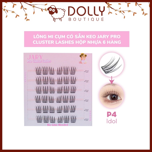 Lông mi cụm có sẵn keo Jary Pro Cluster Lashes Hộp Nhựa 6 hàng P4 Idol