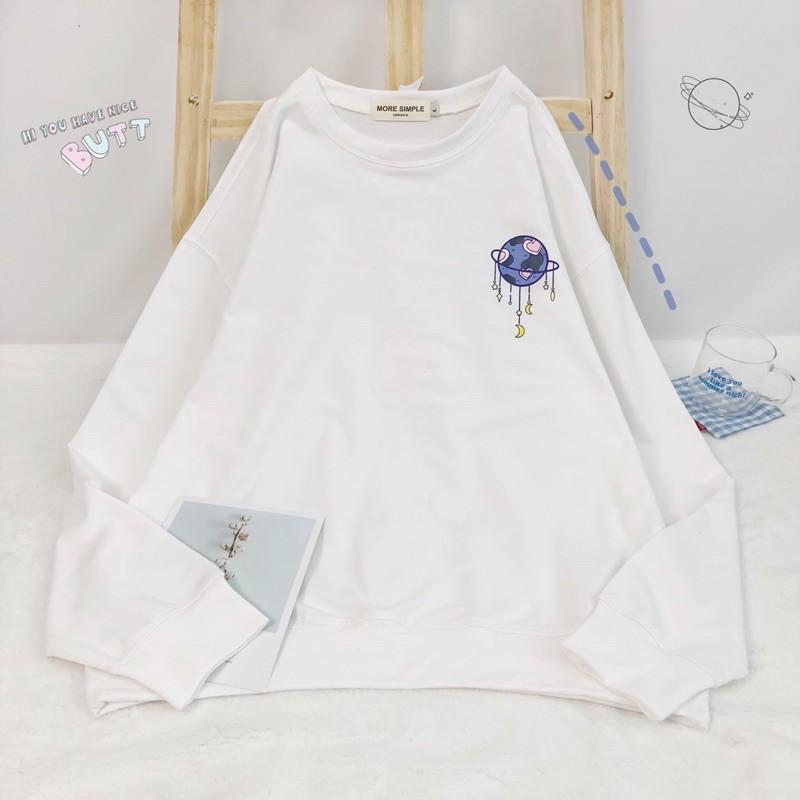 Áo Sweater Nỉ Bông in UNI MOON Unisex Nam Nữ Tay Dài Form Rộng Ulzzang