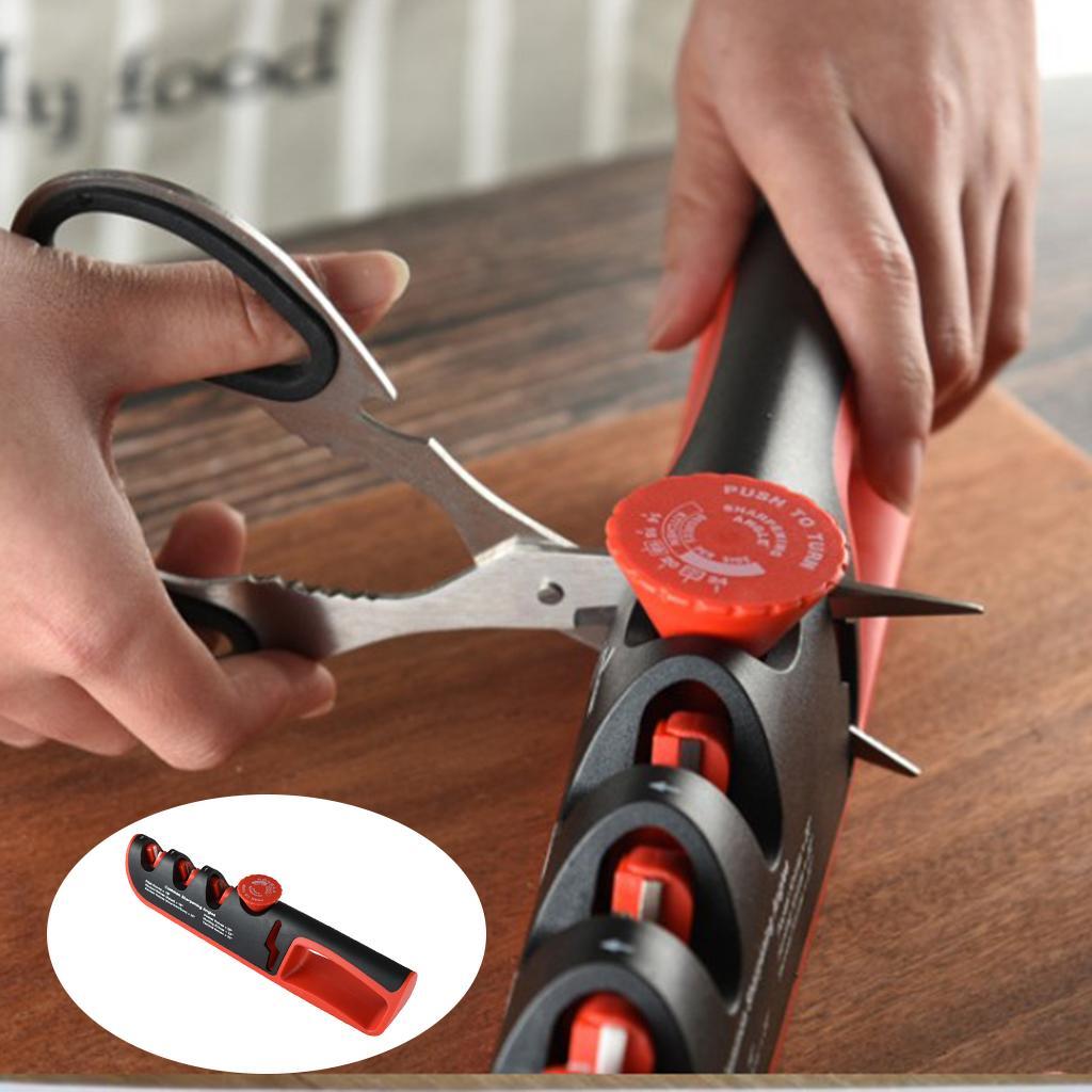 Kitchen Knife Sharpener Adjustable Scissor Knife Sharpening Tool Black Red