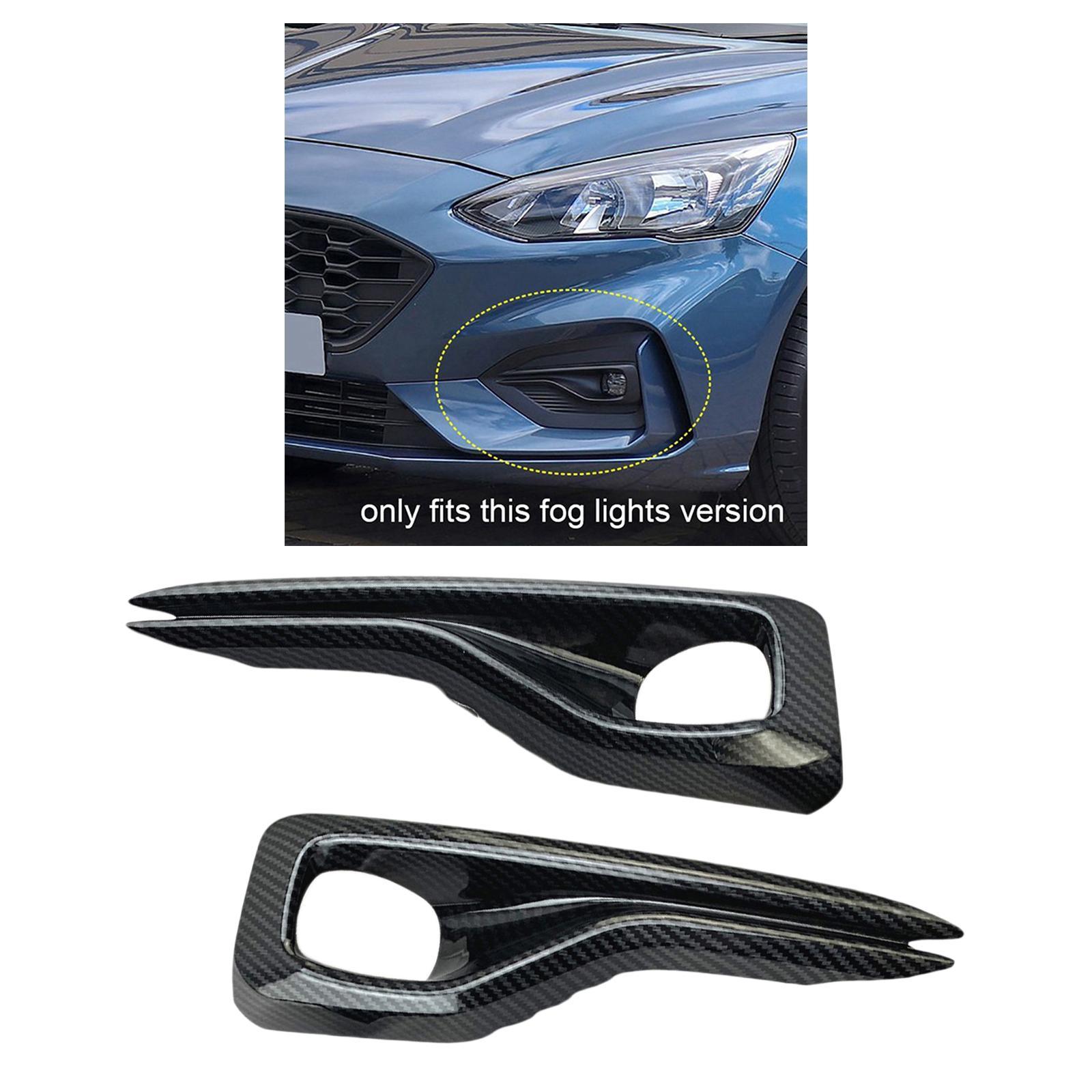 2Pcs ABS Plastic Front Foglight Fog Light Lamp Cover Frame Exterior Accessories for Ford Focus 2019 2020 ST-Line