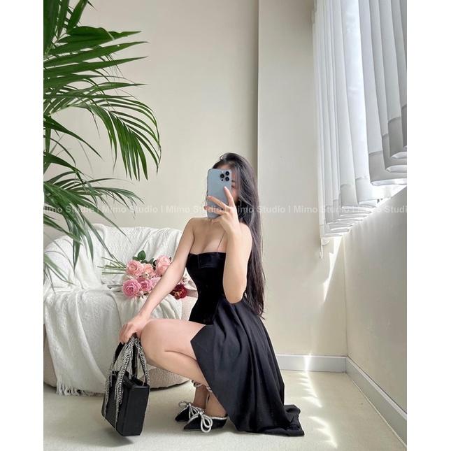 Đầm cúp ngực xoè vạt xéo có kèm quần