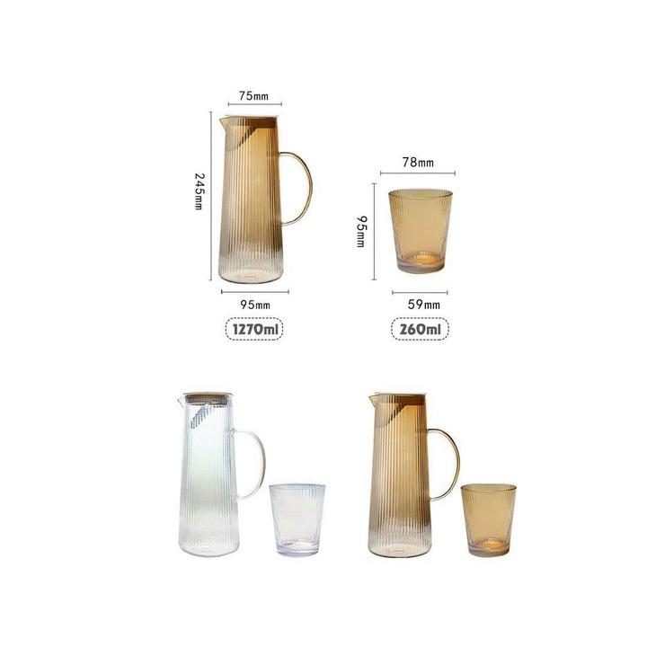 Bình đụng nước uống thủy tinh cao cấp vân tăm 1270ml mạ vàng