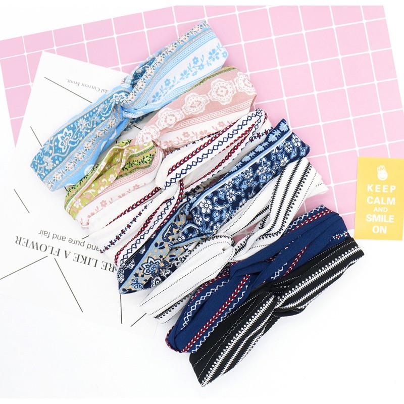 Băng Đô Nữ Turban Thổ Cẩm Hoa Nhí Basic Chất Voan Mát Lịm Sờ Cực Thích