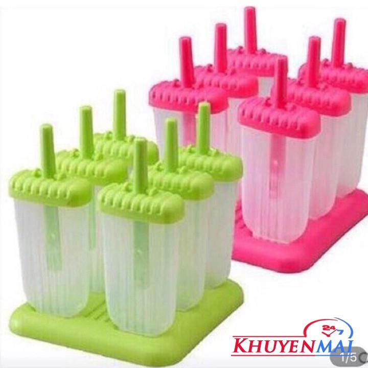 Bộ khuôn làm kem 6 que nhựa đẹp