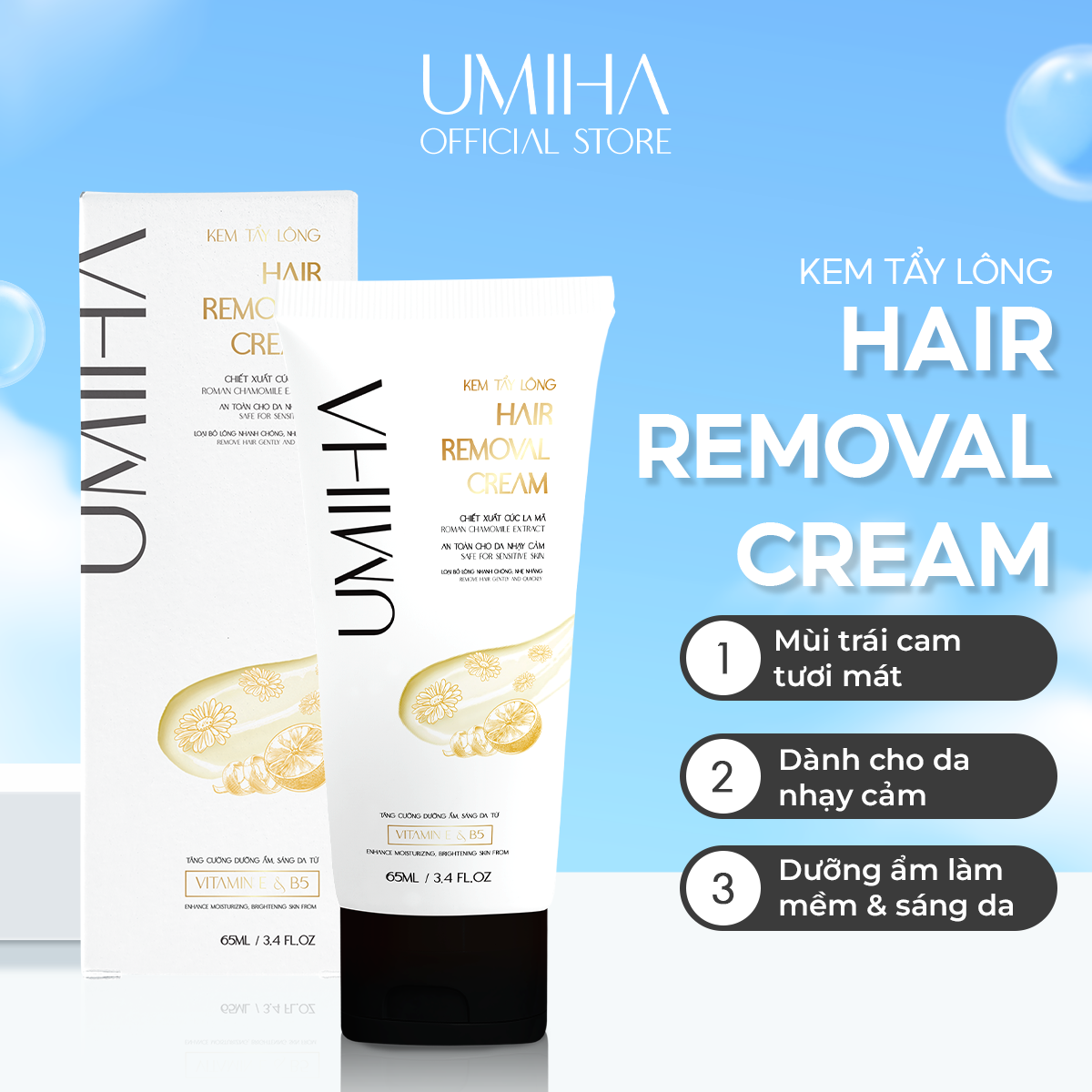 Kem tẩy lông UMIHA UMIHA dùng cho Bikini, Nách, Chân, Tay, Bụng, Ngực an toàn cho da nhạy cảm