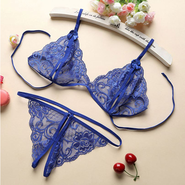 Set Bikini Áo Ngực 2 Dây Không Gọng Và Quần Lót Nữ Lọt Khe Thêu Ren Nhiều Màu Gợi Cảm SB02 Freesize Dưới 60kg