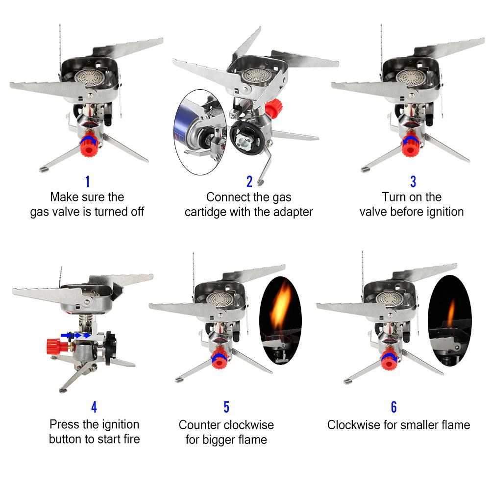 Bếp gas cắm trại di động ngoài trời với hệ thống đánh lửa Piezo