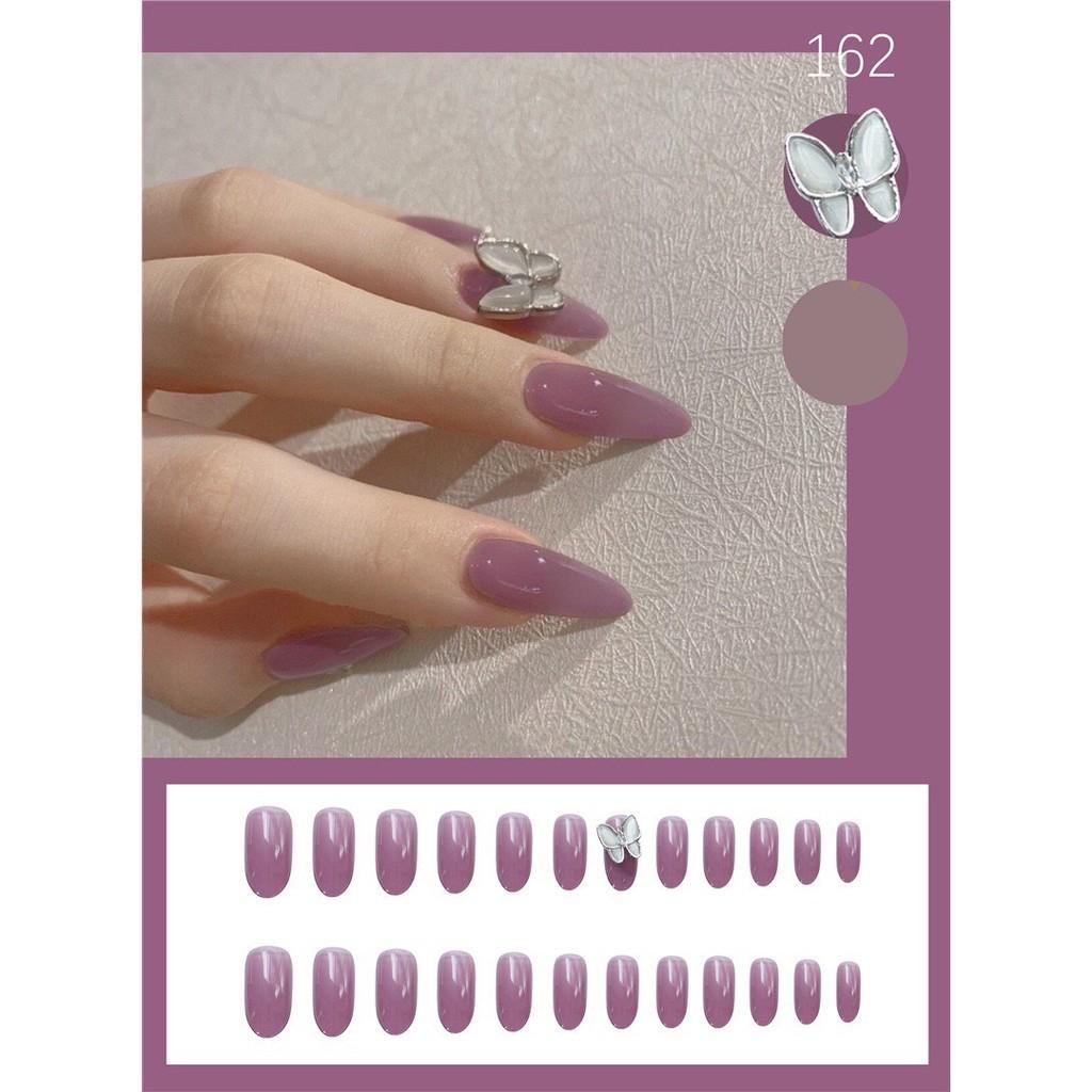 Set 24 móng tay giả , nail giả họa tiết đẹp dễ phối đồ ( kèm keo )