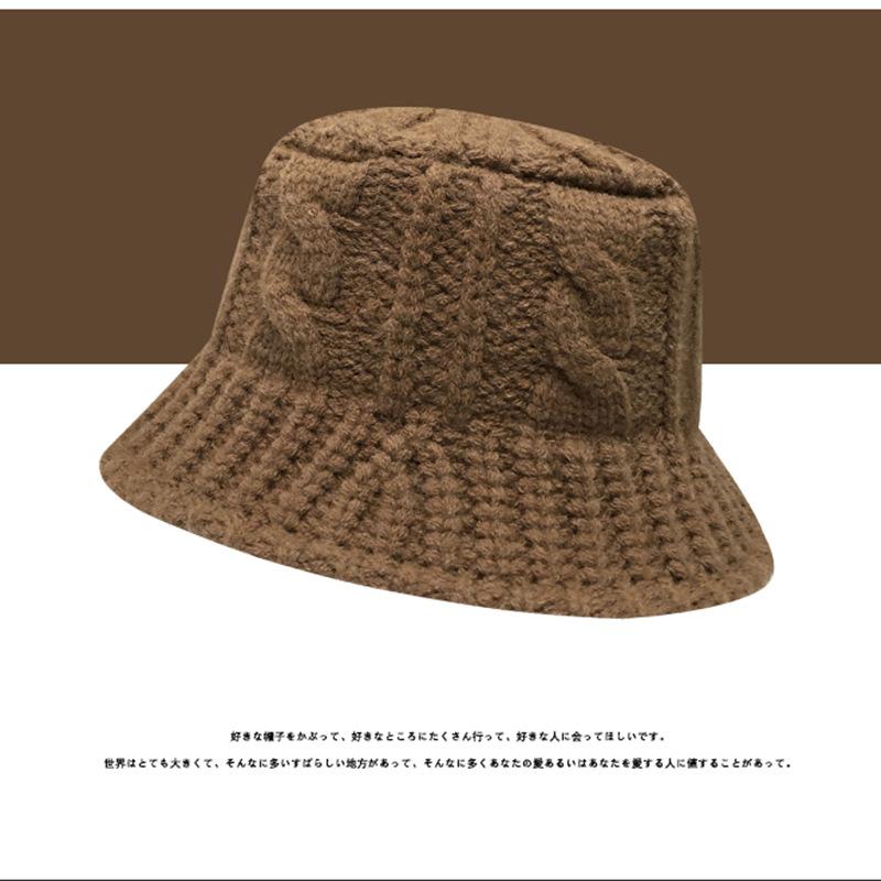 Phụ Nữ Lớn Sọc Dệt Kim Ngư Dân Nón Panama Handmade Móc Phù Hợp Lưu Vực Nón Mùa Thu Đông Ấm Nắp Chống Gió Nữ Nón