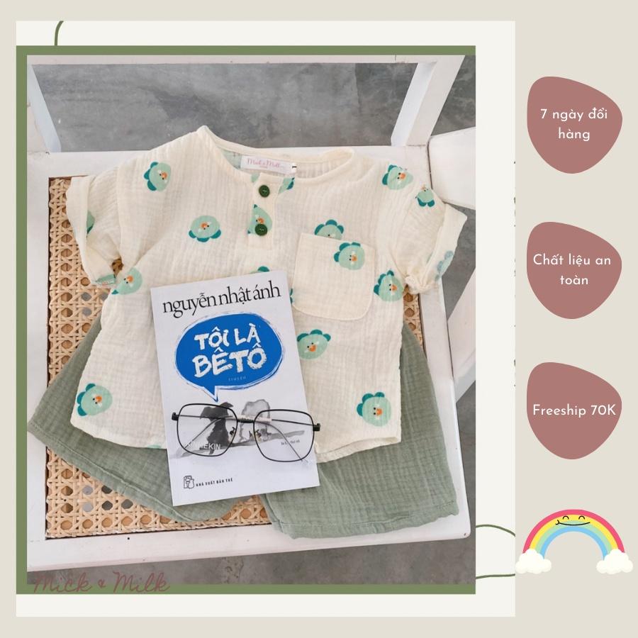 Đồ Bộ Cho Bé Mick and Milk 1,2,3,4,5,6 Tuổi Set Áo Quần Trẻ Em Hình Khủng Long Xanh Dễ Thương Chất Đẹp