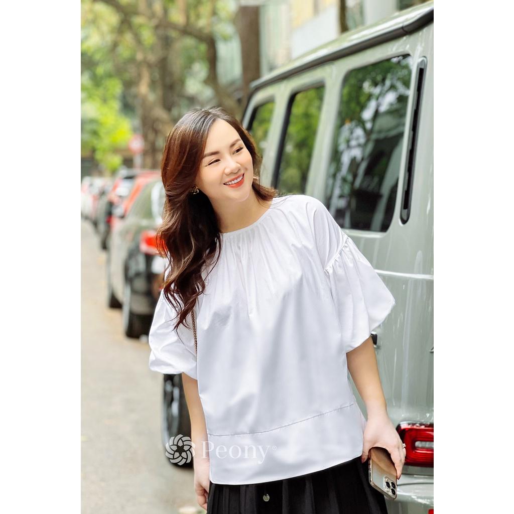Áo sơ mi trắng nữ Freesize, tay chuông thời thượng, thoải mái, trendy, dễ phối đồ Peony - ALINE TOP