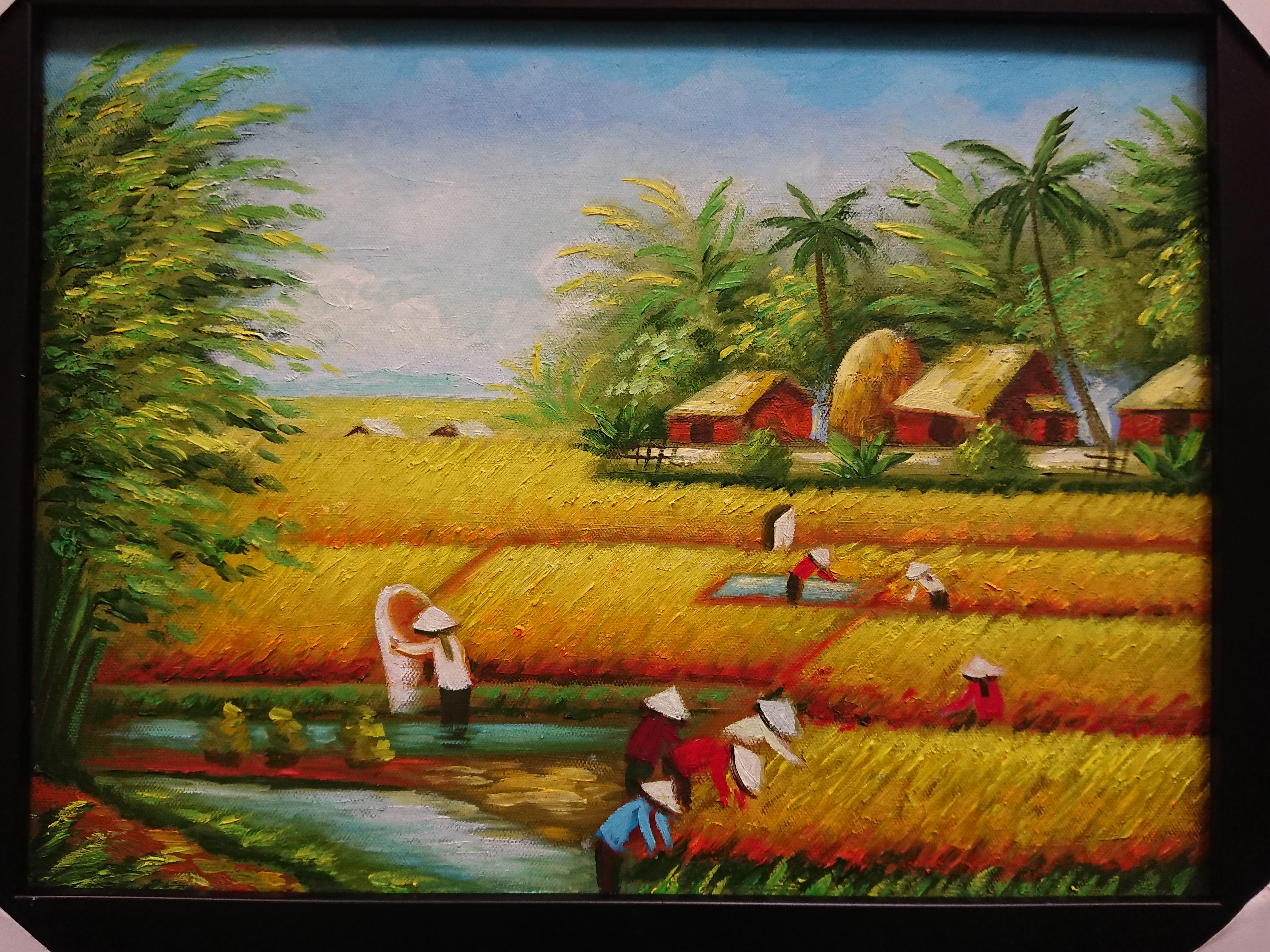 Tranh Tâm Sen - Hối Hả - Sơn Dầu Vẽ Tay 30 x 40cm