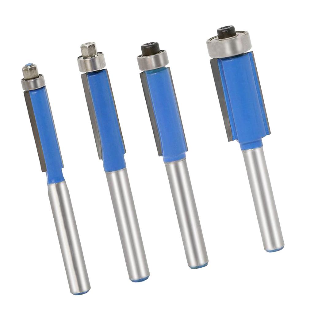 4pcs Durable Flush Trim Bit Carbide Tipped For 1/4" Shank Router Bit Set New