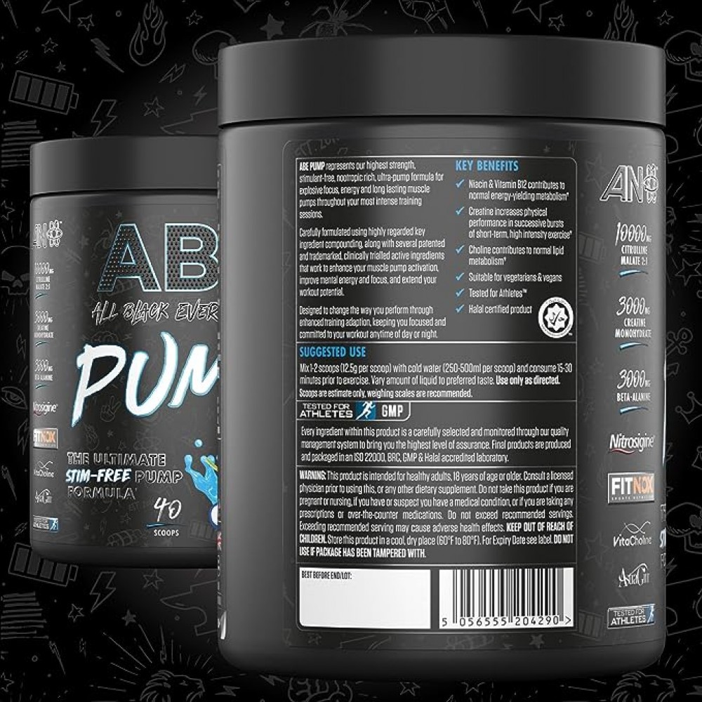 Abe Pump Pre Workout (40 Serving - 500gram) Applied Nutrition - Hỗ Trợ Tăng Sức Mạnh Sức Bền Và Năng Lượng Tập Luyện Khô