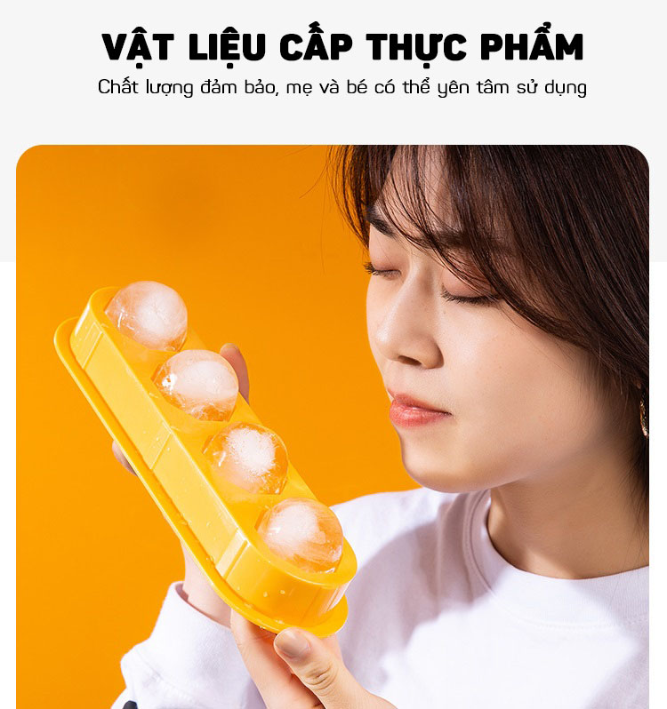 Khuôn Làm Đá Viên Hình Lập Phương Đường Kính 5cm Có Lắp Đậy Cao Cấp