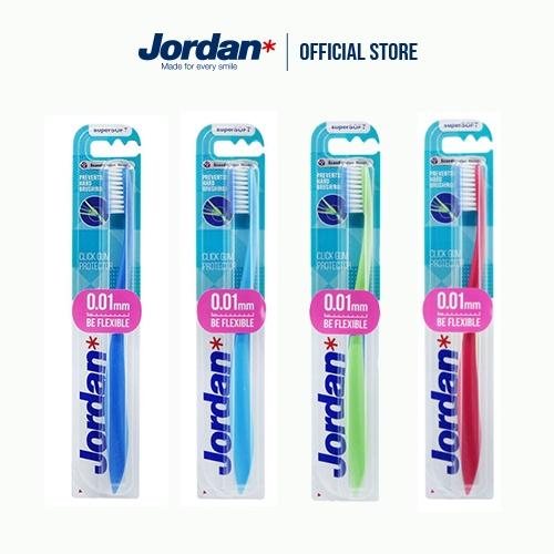 Combo 4 Bàn chải đánh răng Jordan Click Gum Protector, Lông siêu mềm mỏng 0.01mm