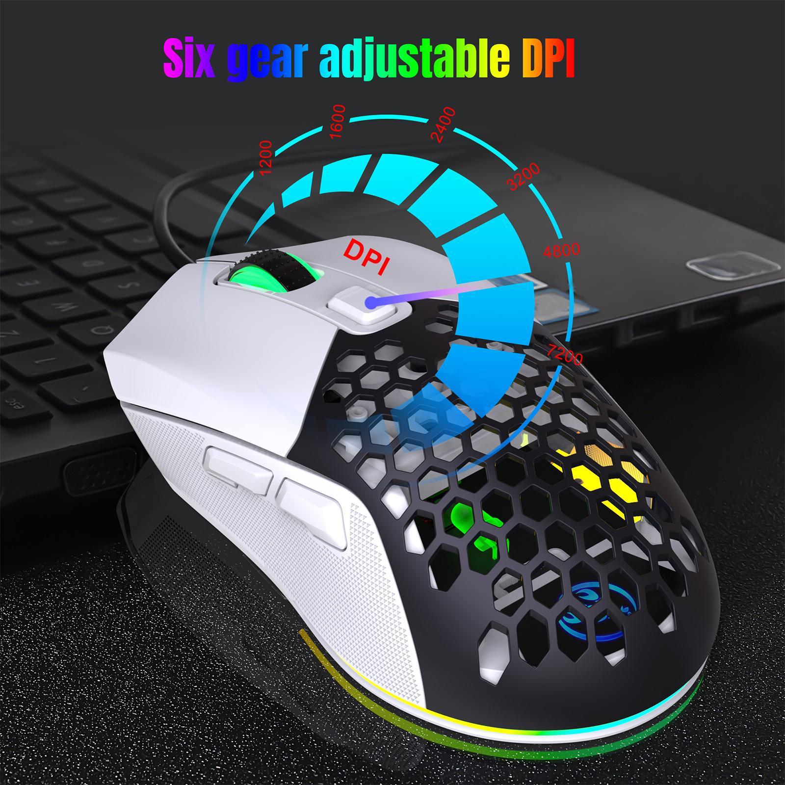 Wired Gaming Mouse Colorful LED Lights Ergonomic for Laptop Notebook PC