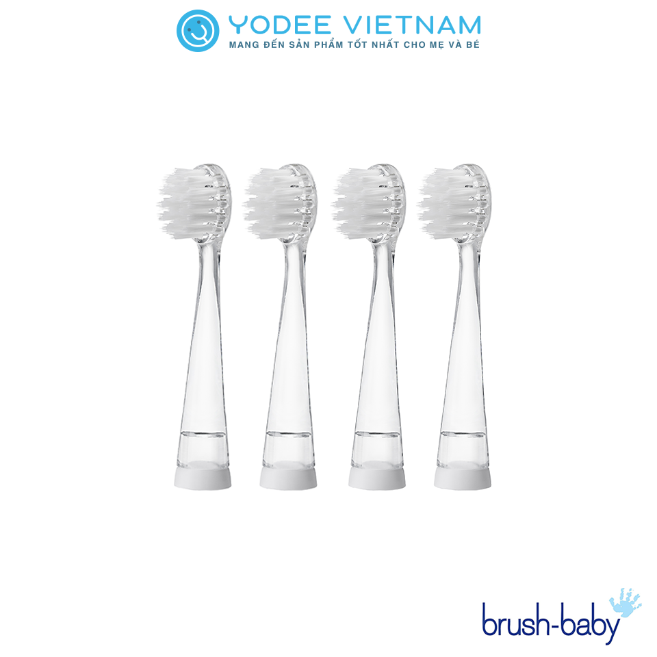 Brush-Baby Bộ 4 đầu bàn chải thay thế tiện dụng cho bàn chải điện sóng âm WildOnes (0 - 10 tuổi)