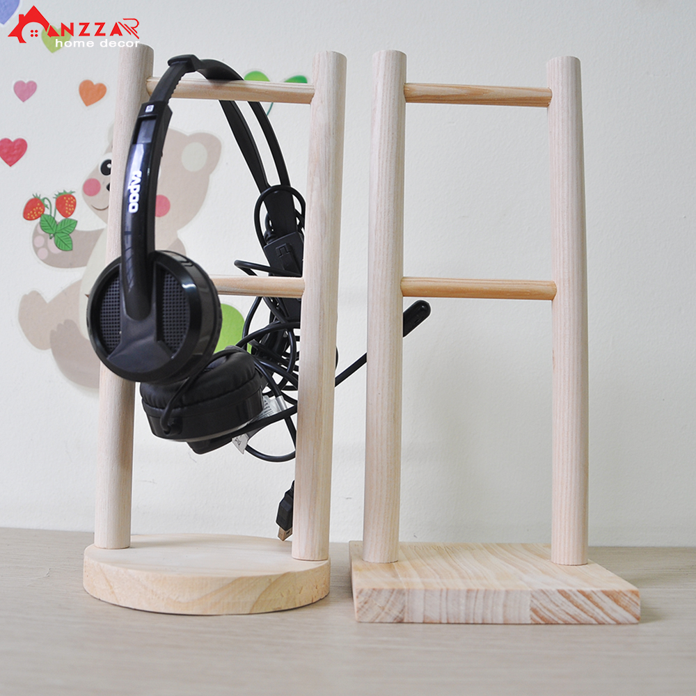 Giá treo tai nghe chụp tai, headphone chất liệu gỗ thông tự nhiên cao cấp Anzzar TN-02