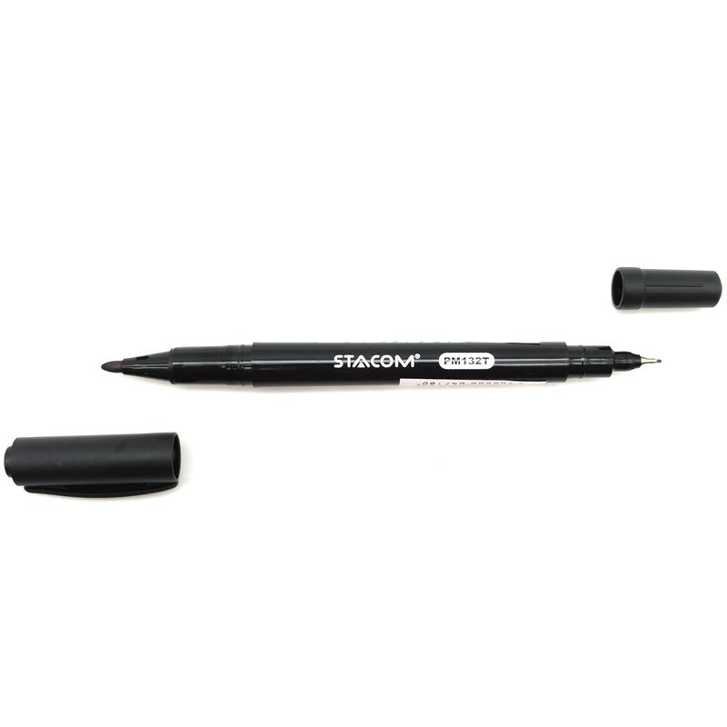 Bút Lông Dầu 2 Đầu - Stacom PM132T-A - Màu Đen