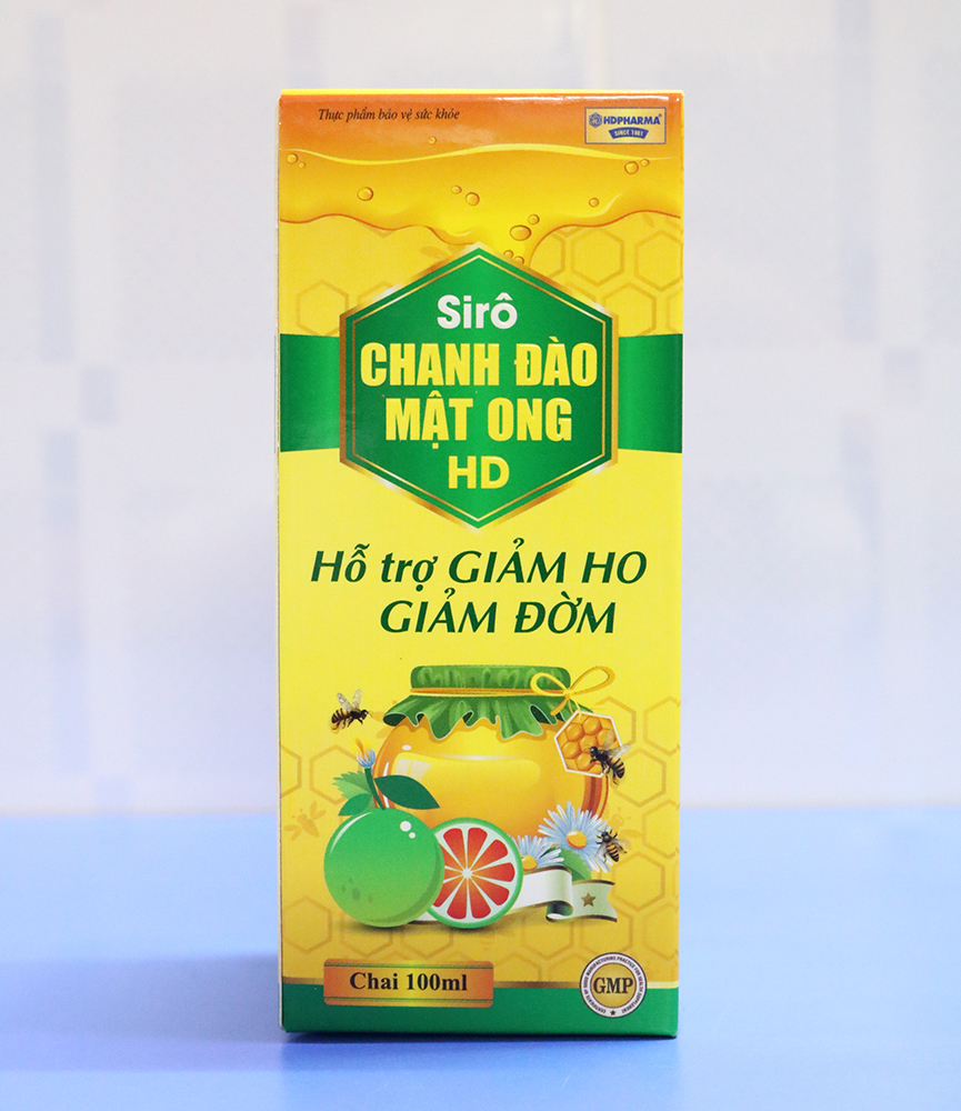 Siro ho cho bé Chanh Đào Mật Ong giảm ho, giảm đờm, giảm viêm họng cho bé từ 1 tuổi - Chai 100ml thành phần chanh đào, mật ong, kim ngân hoa, mơ muối, cam thảo