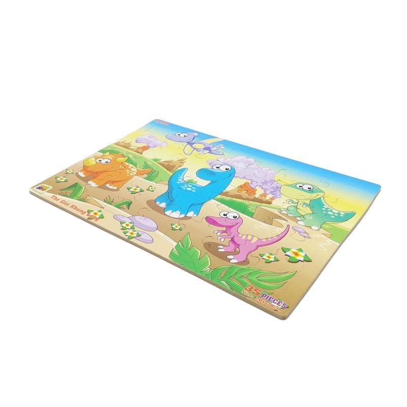 Bộ Xếp Hình Khổ A4 Puzzle Minh Châu 35-04 - Thế Giới Khủng Long (35 Mảnh Ghép)