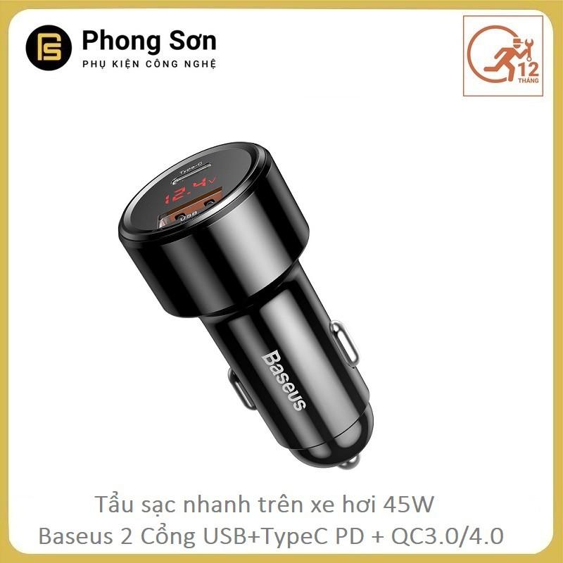 Tẩu sạc cho ô tô Baseus sạc nhanh 45W chuẩn PD , Q.C 3.0 - Hàng Chính Hãng