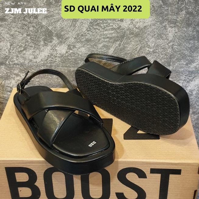 Giày sandal nữ ML-J6 đế cao 3cm quai mây 2 lớp - dép quai hậu đi học đi chơi 2022