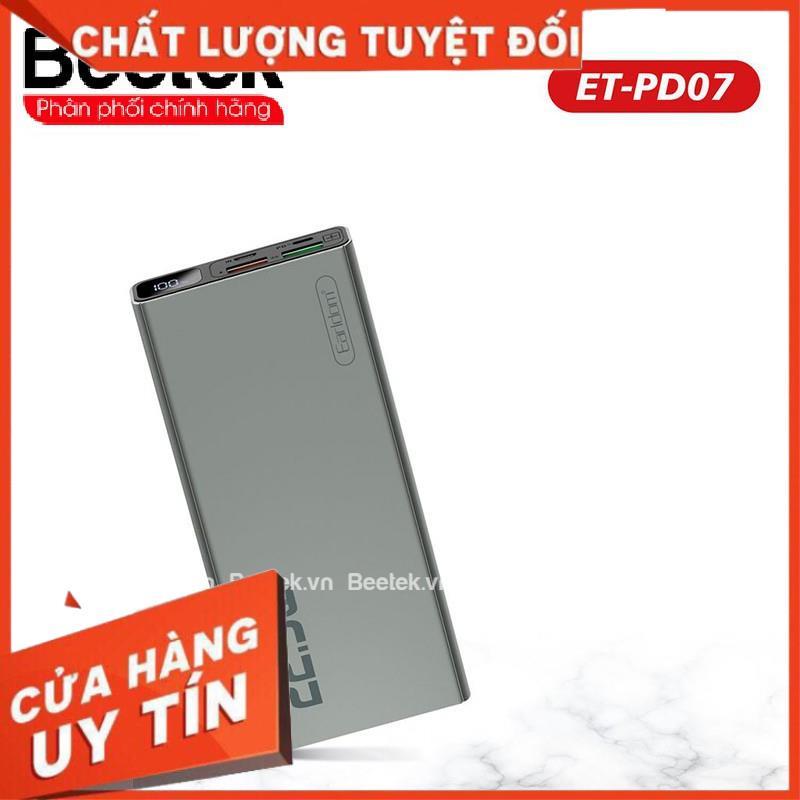 Pin sạc dự phòng Earldom PD-07 10.000mAh  sạc nhanh QC 3.0  lên tới 22.5W / Đèn Led hàng chính hãng