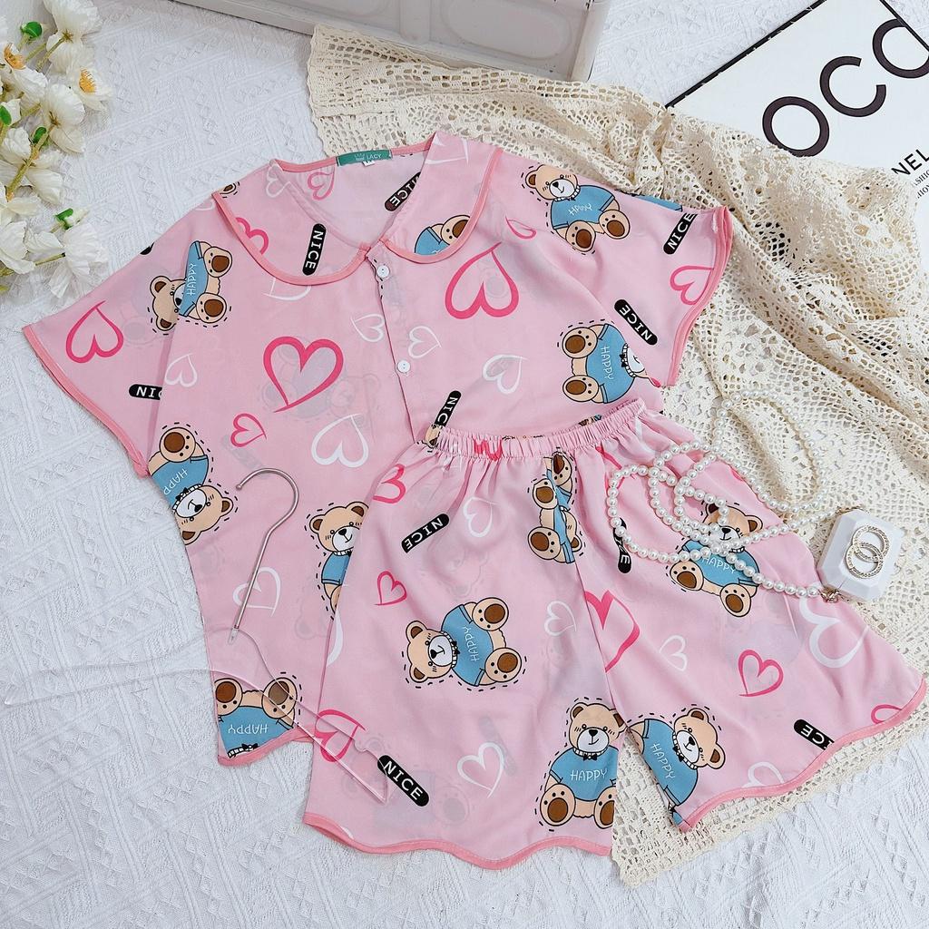 Đồ bộ bé gái, bộ pijama ngắn tay cho bé gái size 18-35kg chất lụa mango mềm mát