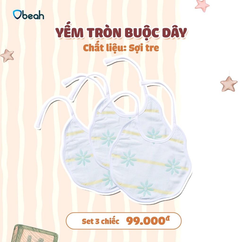 Obeah Yếm buộc dây sợi tre 2 lớp tiện lợi cho bé tập ăn từ 0 đến 12 tháng tuổi