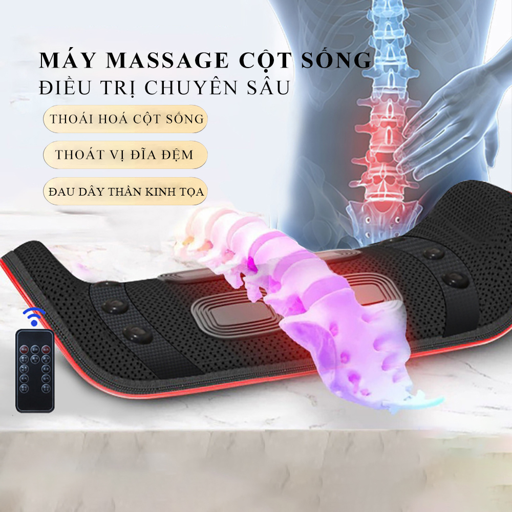 Máy Massage lưng, cột sống phiên bản cao cấp tự động bơm hơi, 3 chế độ rung, sưởi ấm hồng ngoại kết hợp thảo dược dùng điều khiển từ xa an toàn và hiệu quả.